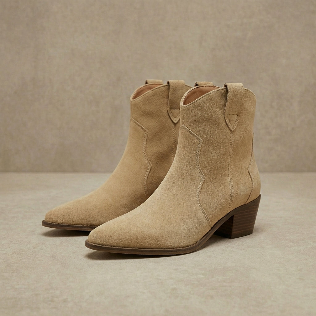 Sadie - Women's Suede Chelsea Boots - Western-Style Ankle Boots with Cushioned Sole