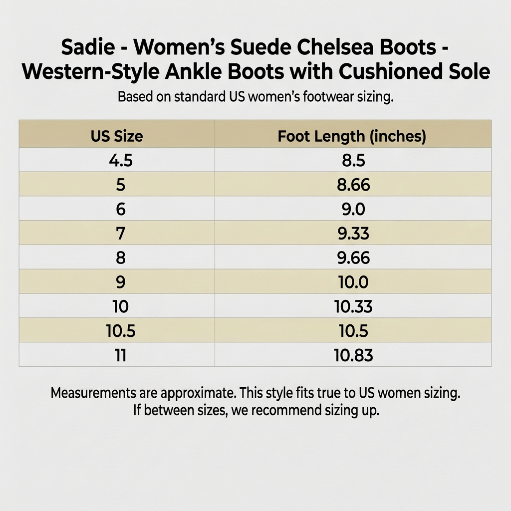 Sadie - Women's Suede Chelsea Boots - Western-Style Ankle Boots with Cushioned Sole