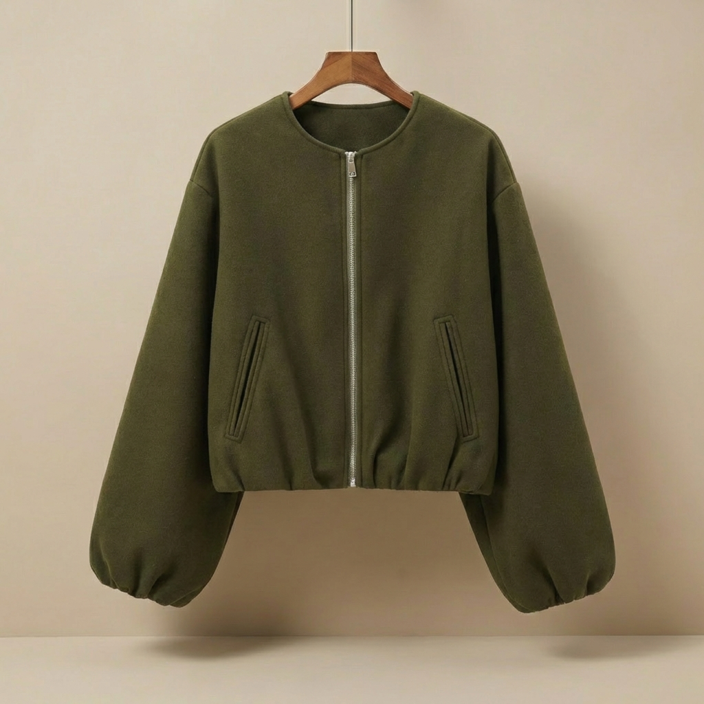 Luna - Oversized Fleece Bomber - Modern Balloon Sleeve Jacket