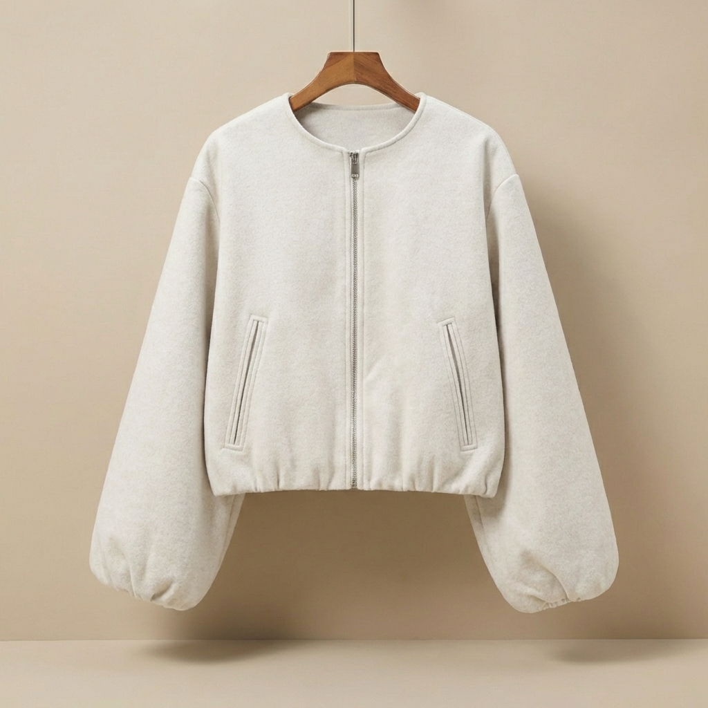 Luna - Oversized Fleece Bomber - Modern Balloon Sleeve Jacket