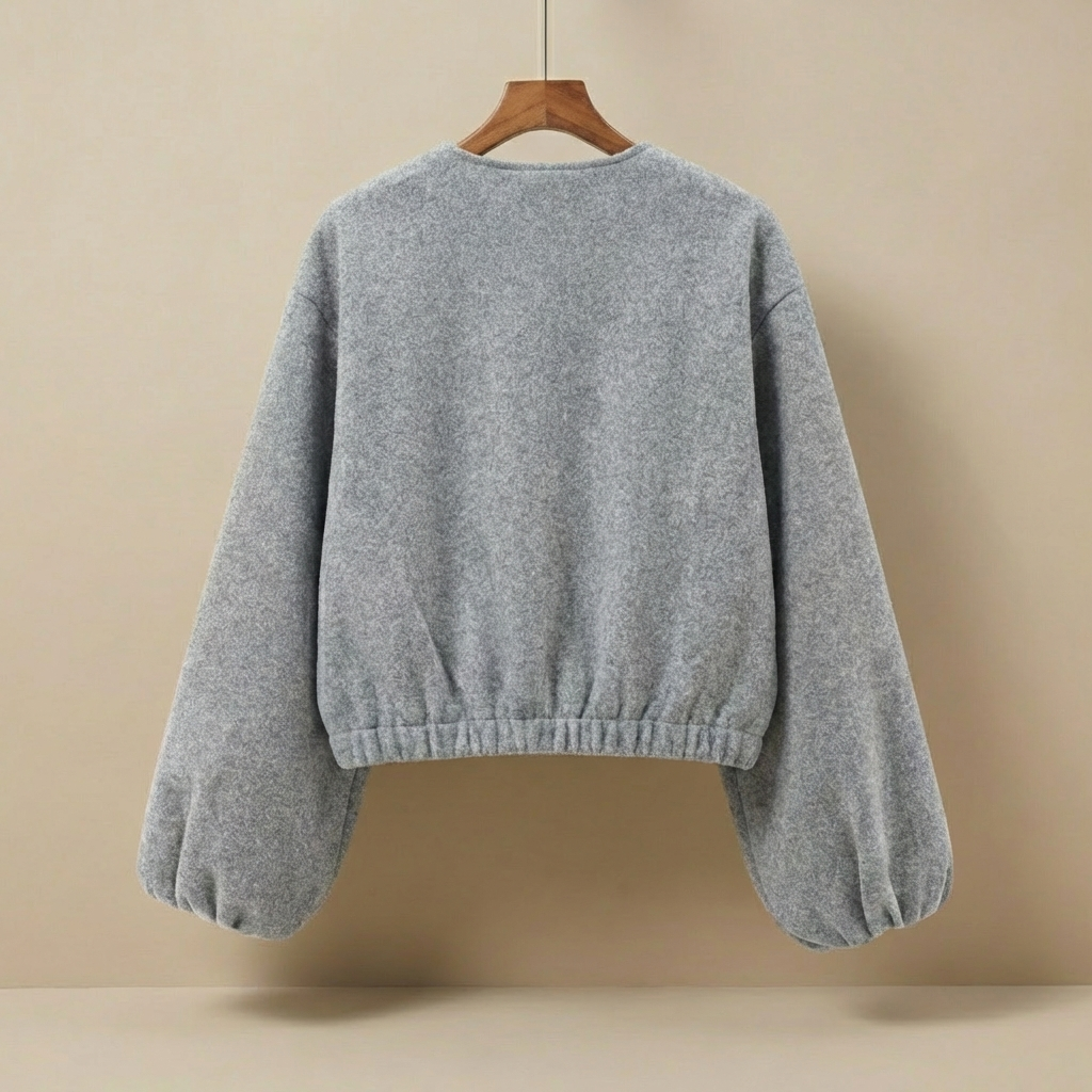Luna - Oversized Fleece Bomber - Modern Balloon Sleeve Jacket