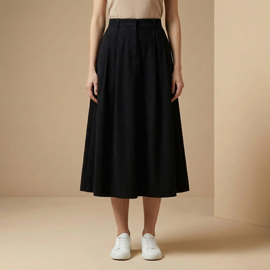 Harper - High-Waisted Corduroy Midi Skirt - Flattering A-Line Design