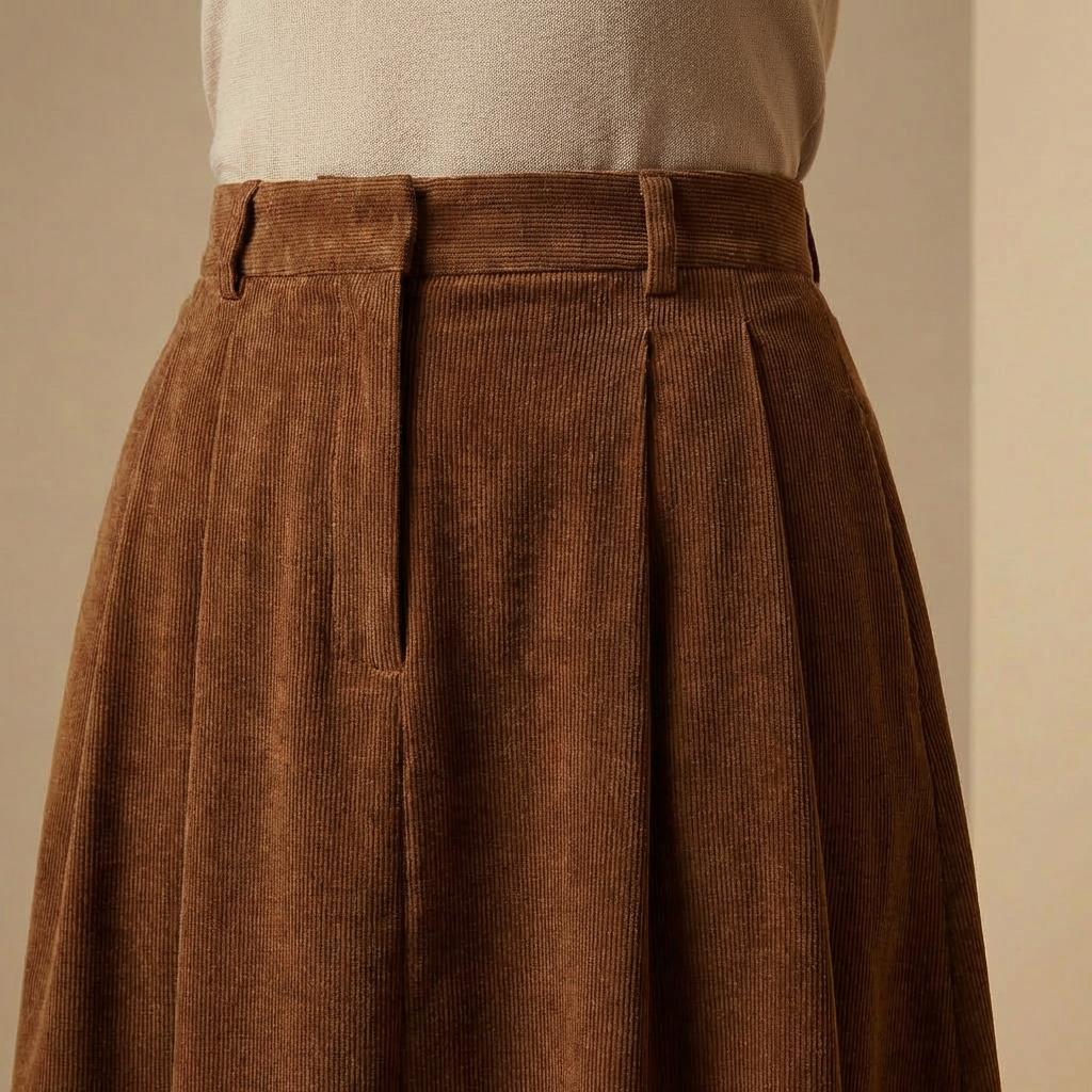 Harper - High-Waisted Corduroy Midi Skirt - Flattering A-Line Design