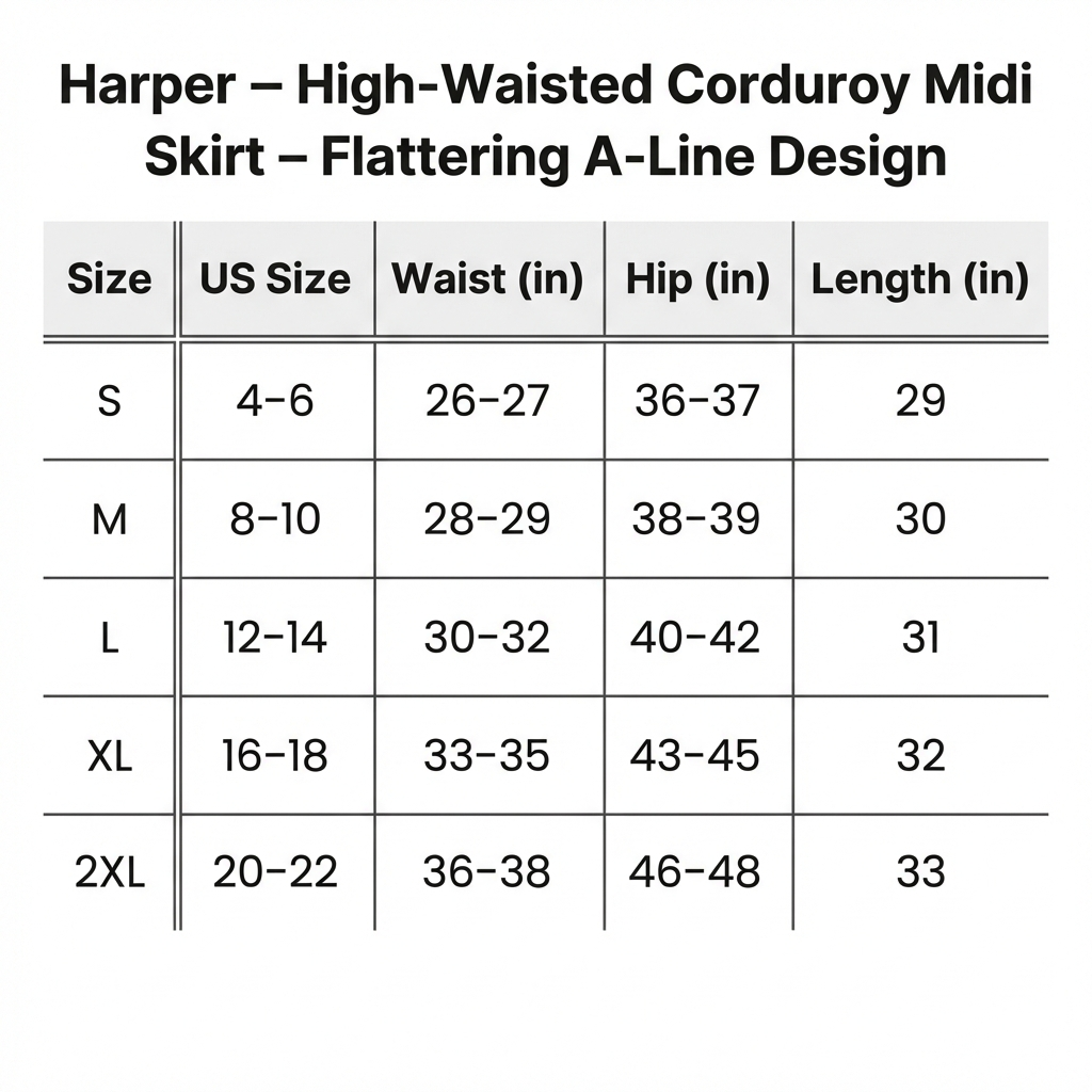Harper - High-Waisted Corduroy Midi Skirt - Flattering A-Line Design