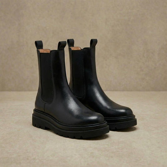 Sadie - Lug Sole Chelsea Boots - Platform Microfiber Leather