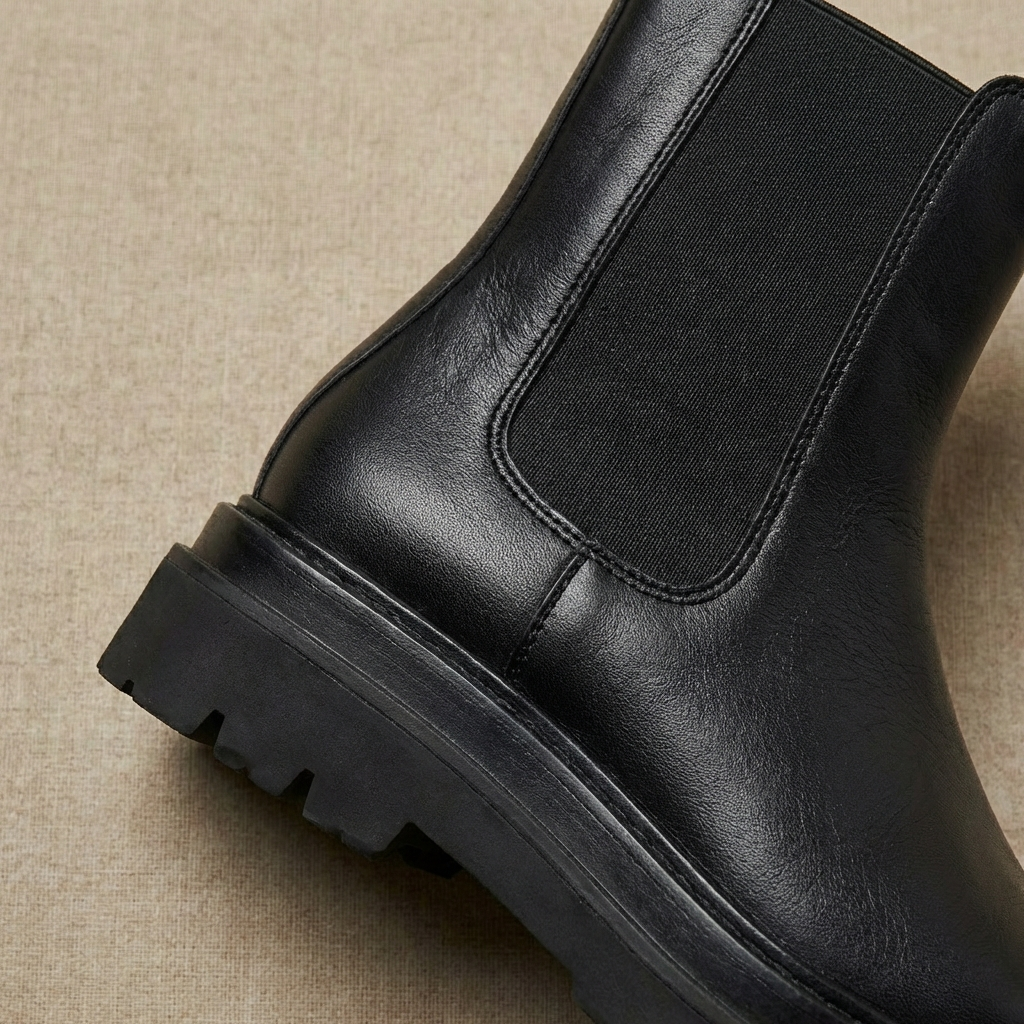 Sadie - Lug Sole Chelsea Boots - Platform Microfiber Leather