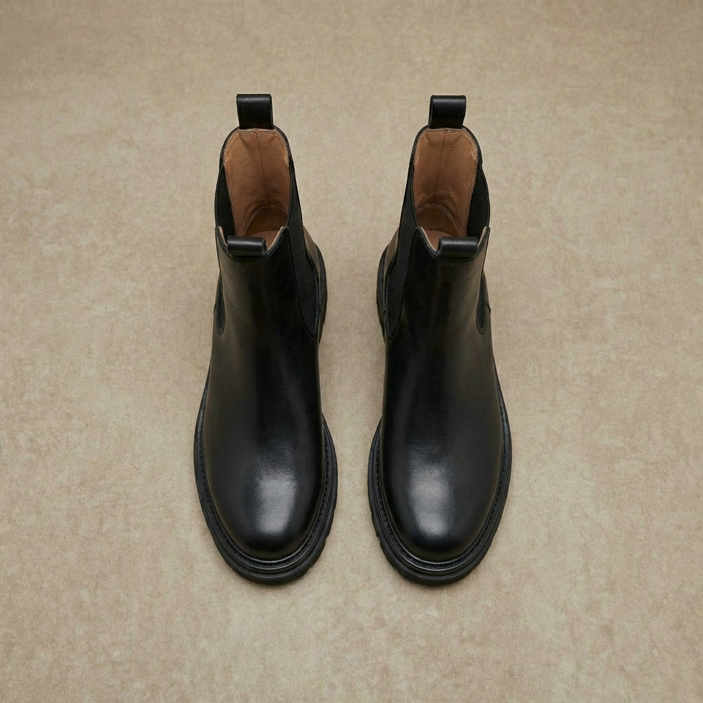 Sadie - Lug Sole Chelsea Boots - Platform Microfiber Leather