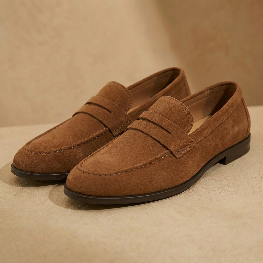 Enzo - Men’s Suede Penny Loafers
