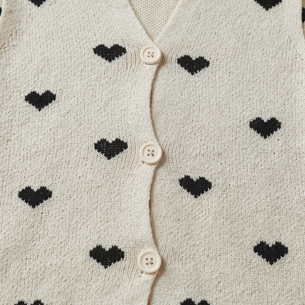 Maya - Oversized Heart Print Cardigan