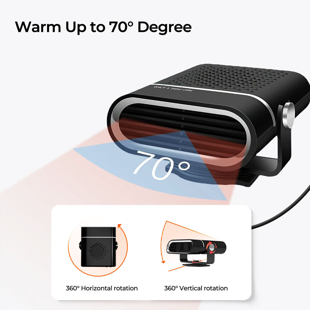 Portable Car Heater 30s Fast Heating - 12V Windshield Defroster