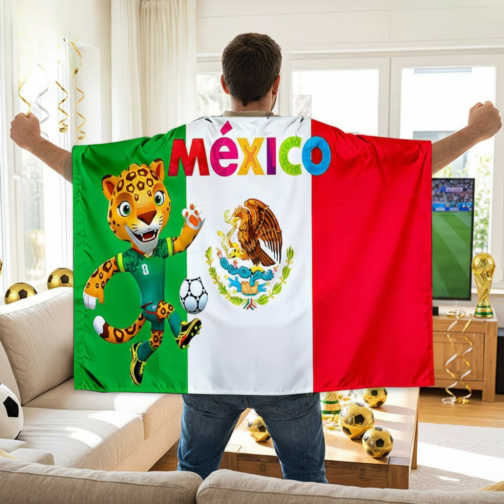 Mexico Fan Cape World Cup Soccer Banner - Wearable Supporter Flag