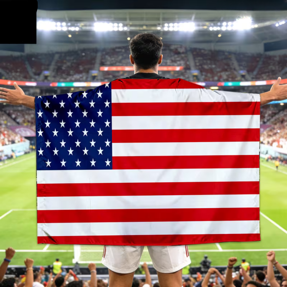 World Cup USA Flag Cape - Soccer Supporter Wearable Stadium Banner