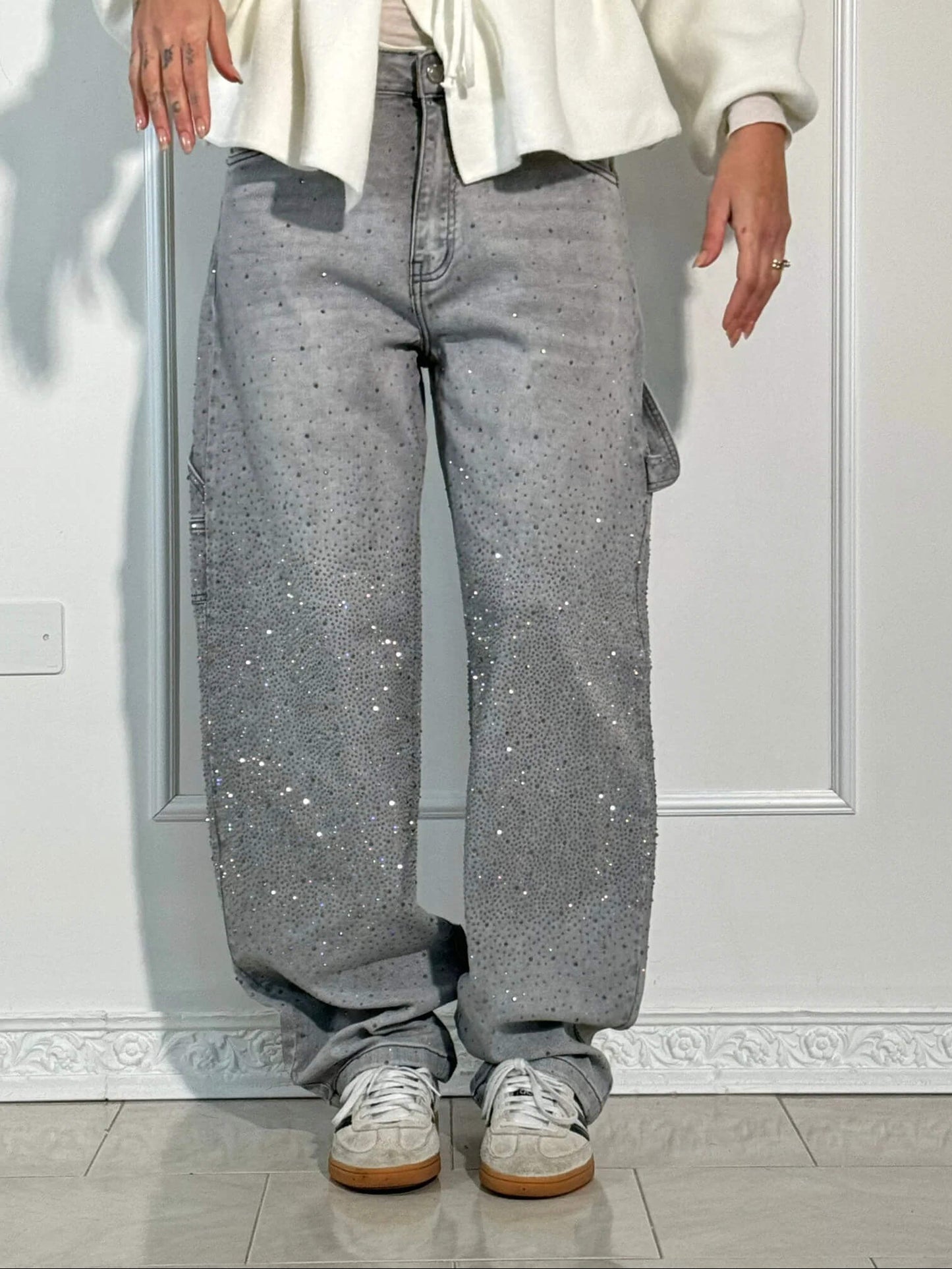 Women’s Baggy Sparkle Jeans – Relaxed Fit Denim with Subtle Shine