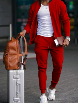 Men’s Casual Travel Tracksuit Set with Zip Jacket