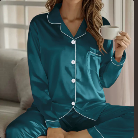Women’s Satin Pajama Set – Luxury 2-Piece Sleepwear