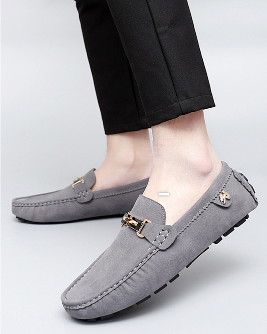Men’s Suede Driver Loafers with Buckle