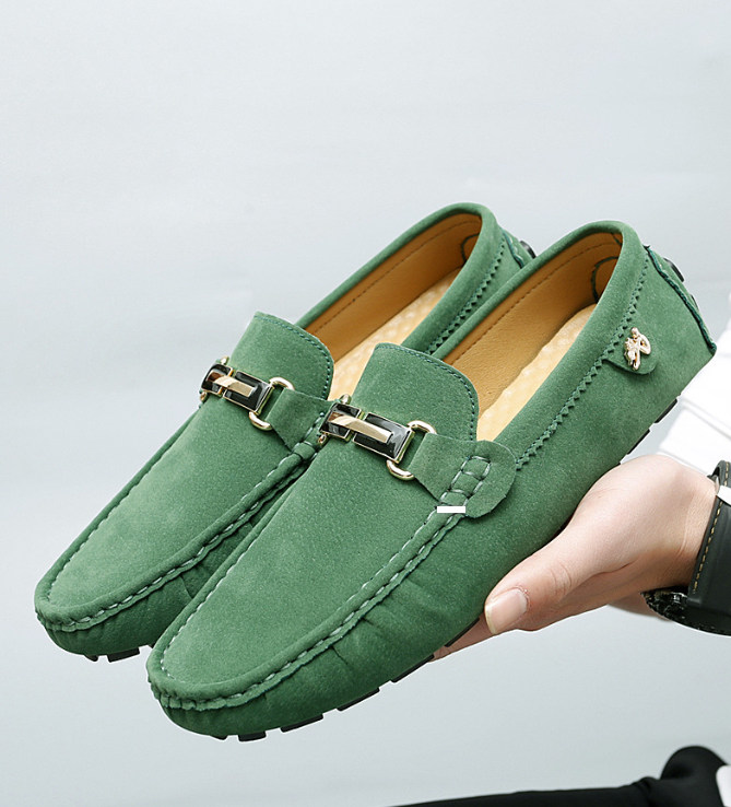 Men’s Suede Driver Loafers with Buckle