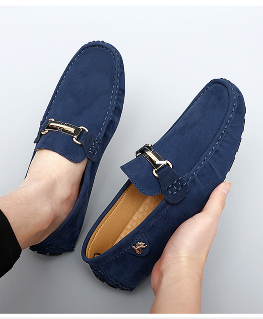 Men’s Suede Driver Loafers with Buckle