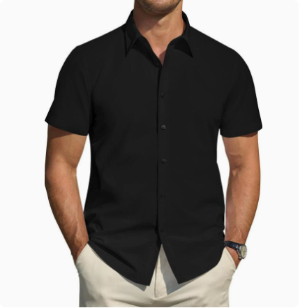 Men’s Textured Short Sleeve Button-Down Shirt