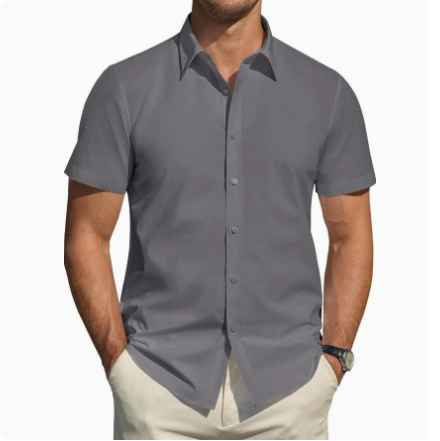 Men’s Textured Short Sleeve Button-Down Shirt