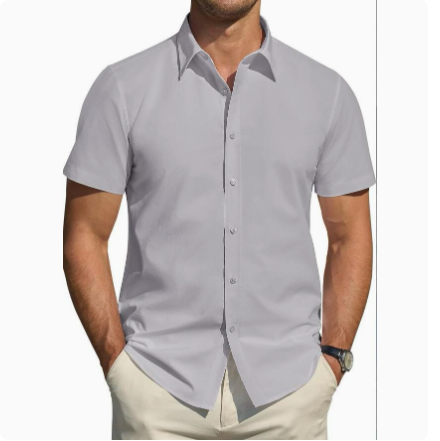 Men’s Textured Short Sleeve Button-Down Shirt