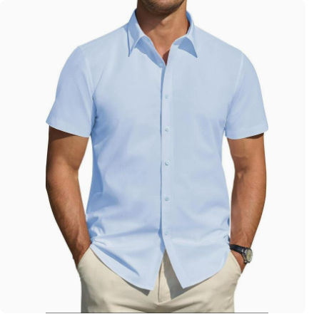 Men’s Textured Short Sleeve Button-Down Shirt