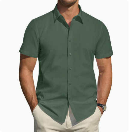 Men’s Textured Short Sleeve Button-Down Shirt