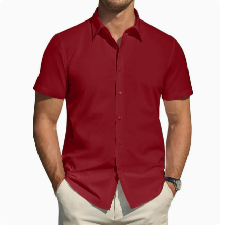 Men’s Textured Short Sleeve Button-Down Shirt