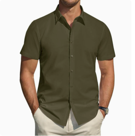 Men’s Textured Short Sleeve Button-Down Shirt