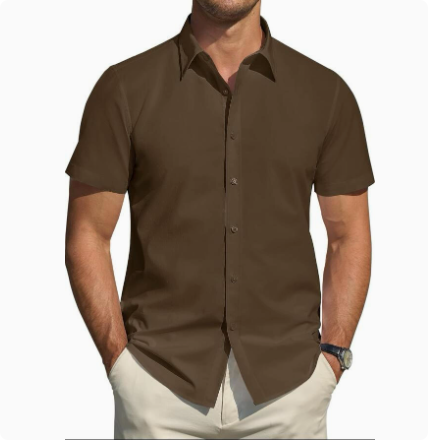 Men’s Textured Short Sleeve Button-Down Shirt