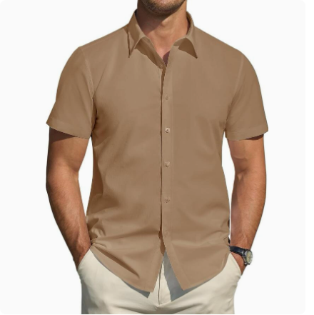 Men’s Textured Short Sleeve Button-Down Shirt