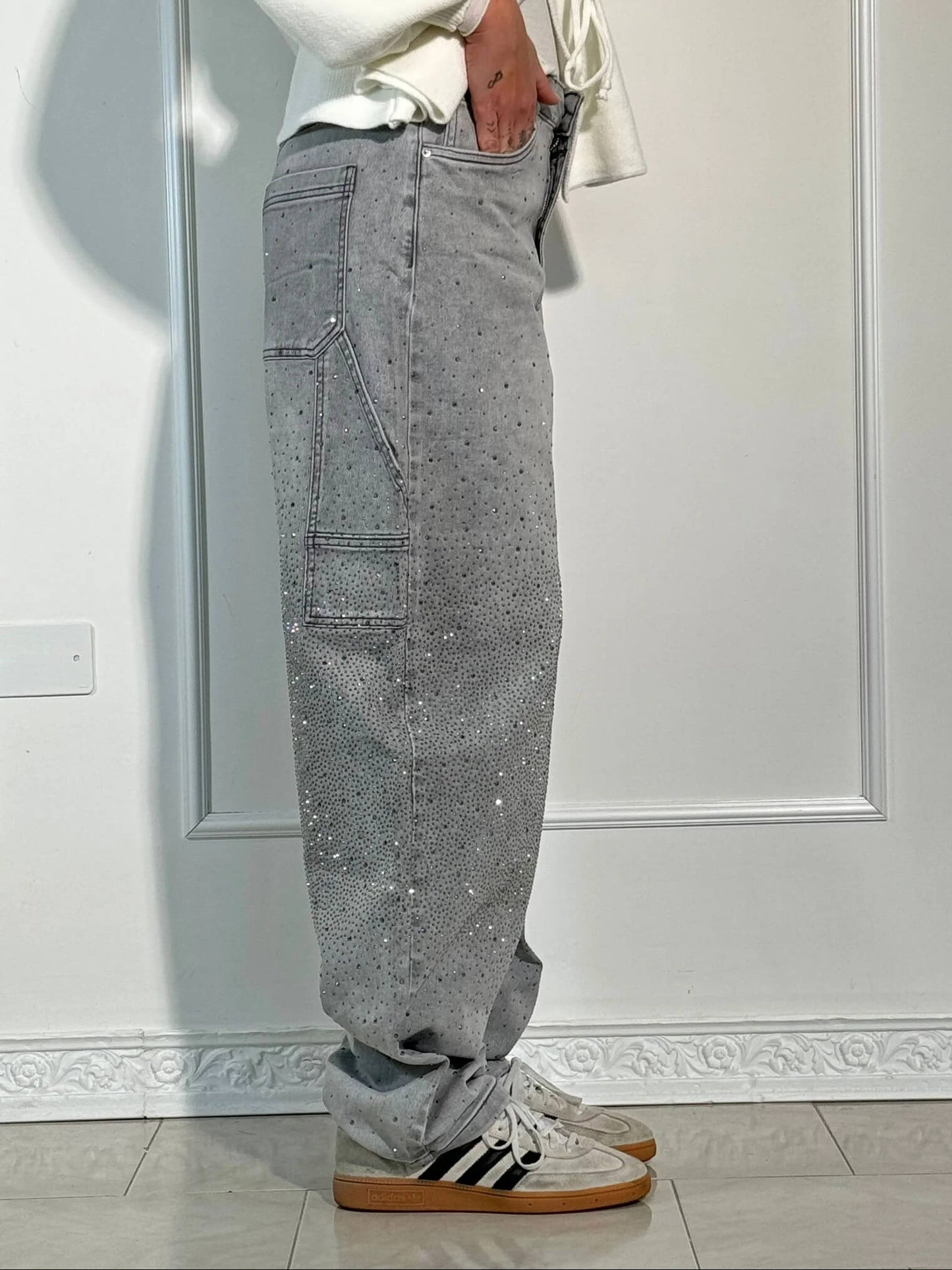 Women’s Baggy Sparkle Jeans – Relaxed Fit Denim with Subtle Shine
