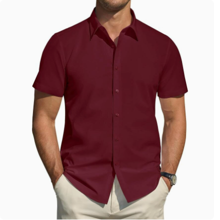 Men’s Textured Short Sleeve Button-Down Shirt