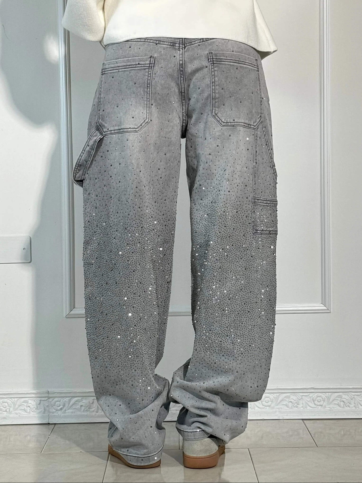 Women’s Baggy Sparkle Jeans – Relaxed Fit Denim with Subtle Shine