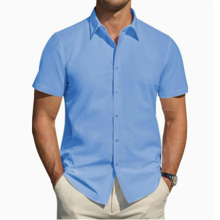 Men’s Textured Short Sleeve Button-Down Shirt