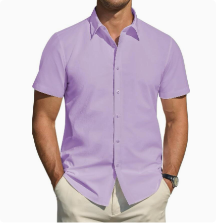 Men’s Textured Short Sleeve Button-Down Shirt