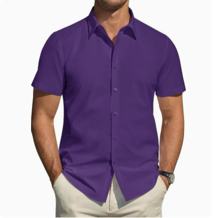 Men’s Textured Short Sleeve Button-Down Shirt