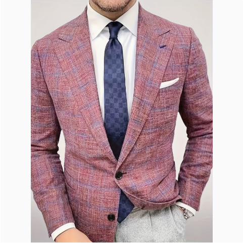 Men’s Double Breasted Plaid Blazer
