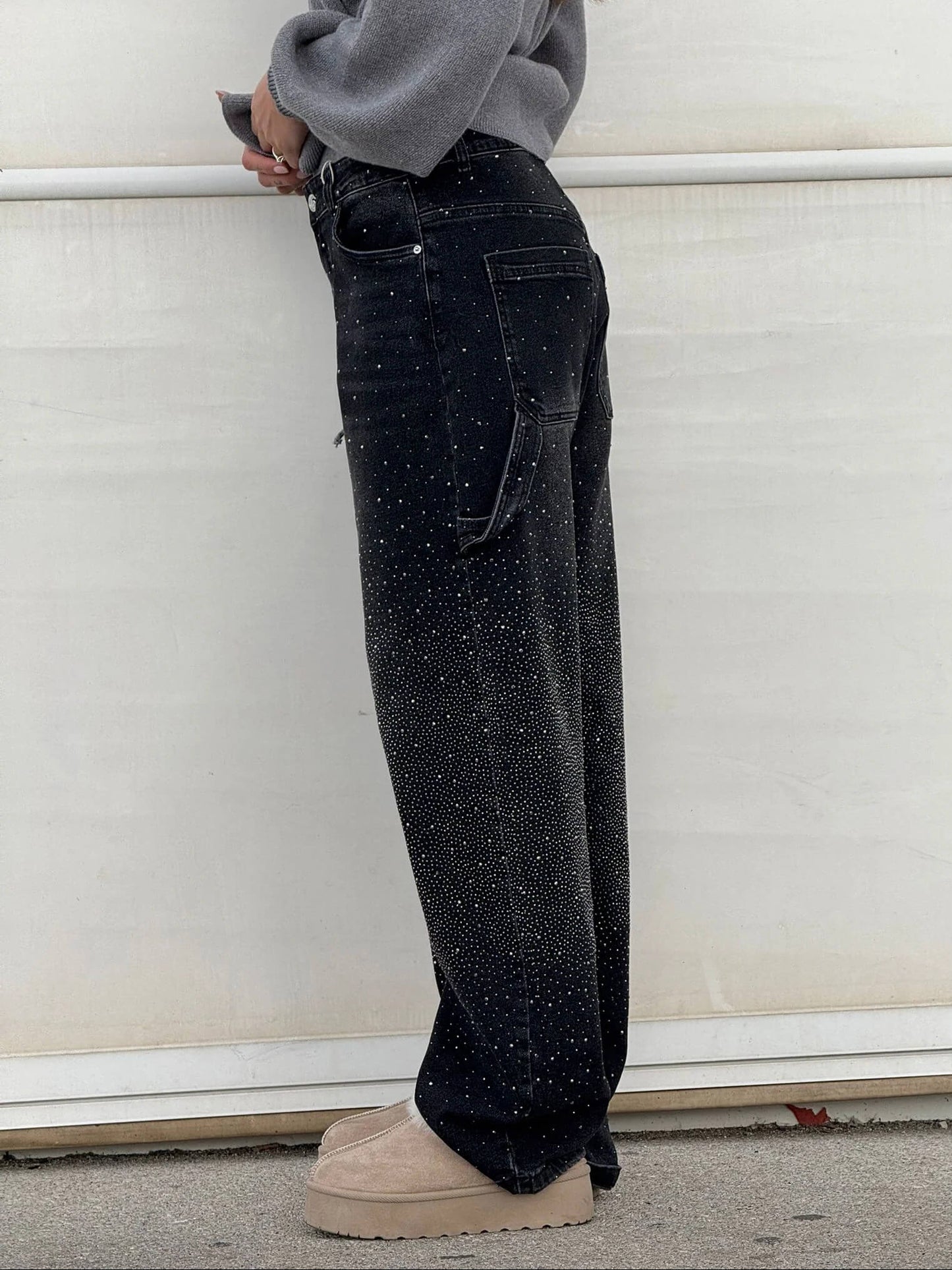 Women’s Baggy Sparkle Jeans – Relaxed Fit Denim with Subtle Shine
