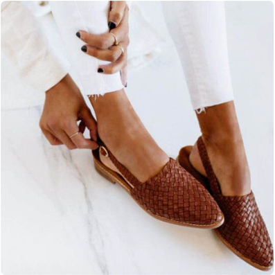 Capri - Woven Slingback Flats - Breathable Comfort Mules with Cushioned Sole
