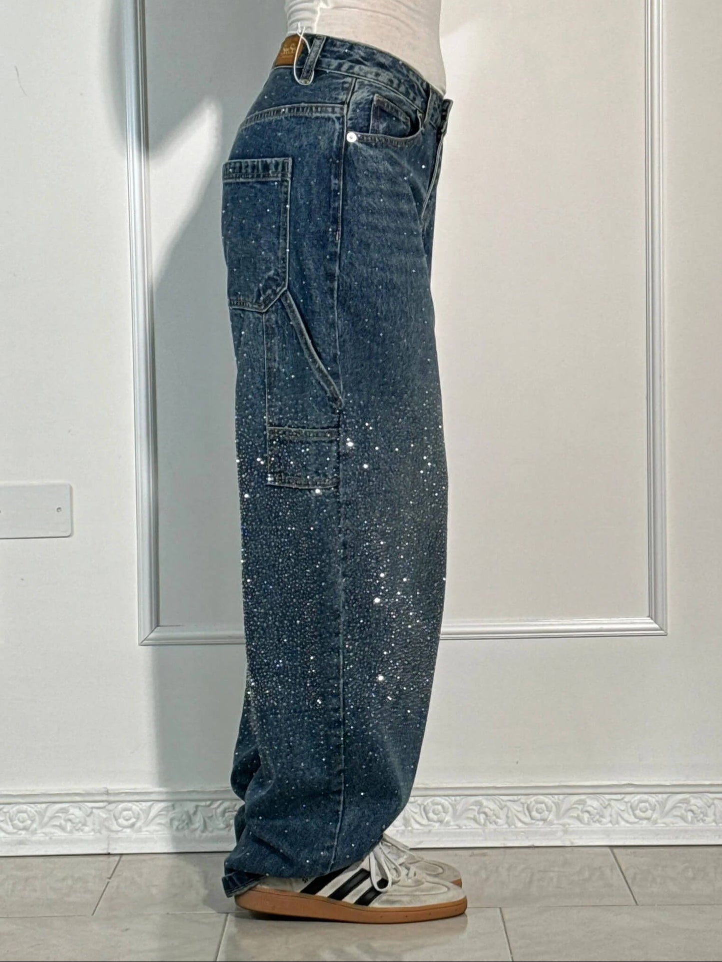 Women’s Baggy Sparkle Jeans – Relaxed Fit Denim with Subtle Shine