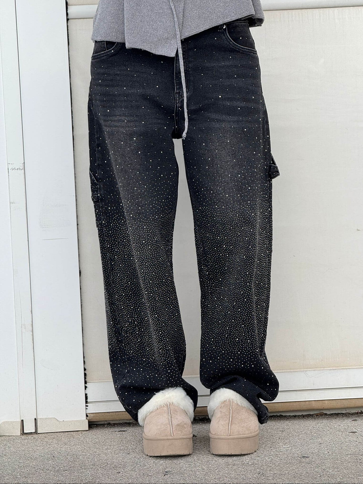 Women’s Baggy Sparkle Jeans – Relaxed Fit Denim with Subtle Shine