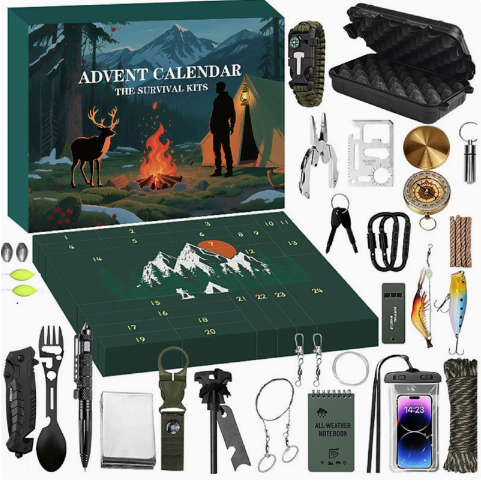 Mens Outdoor Survival Gear Advent Calendar 24 Day Camping Tool Gift