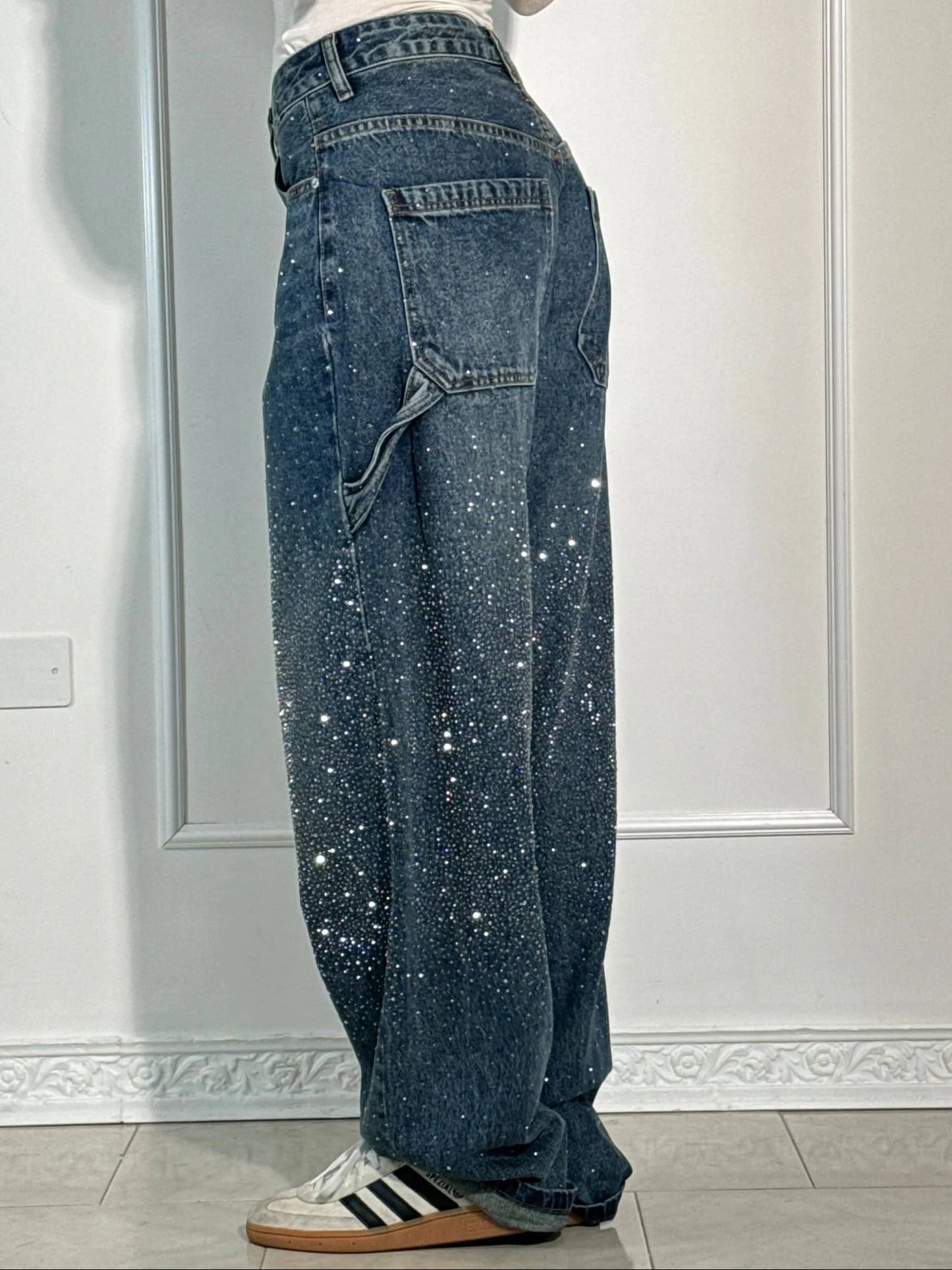 Women’s Baggy Sparkle Jeans – Relaxed Fit Denim with Subtle Shine