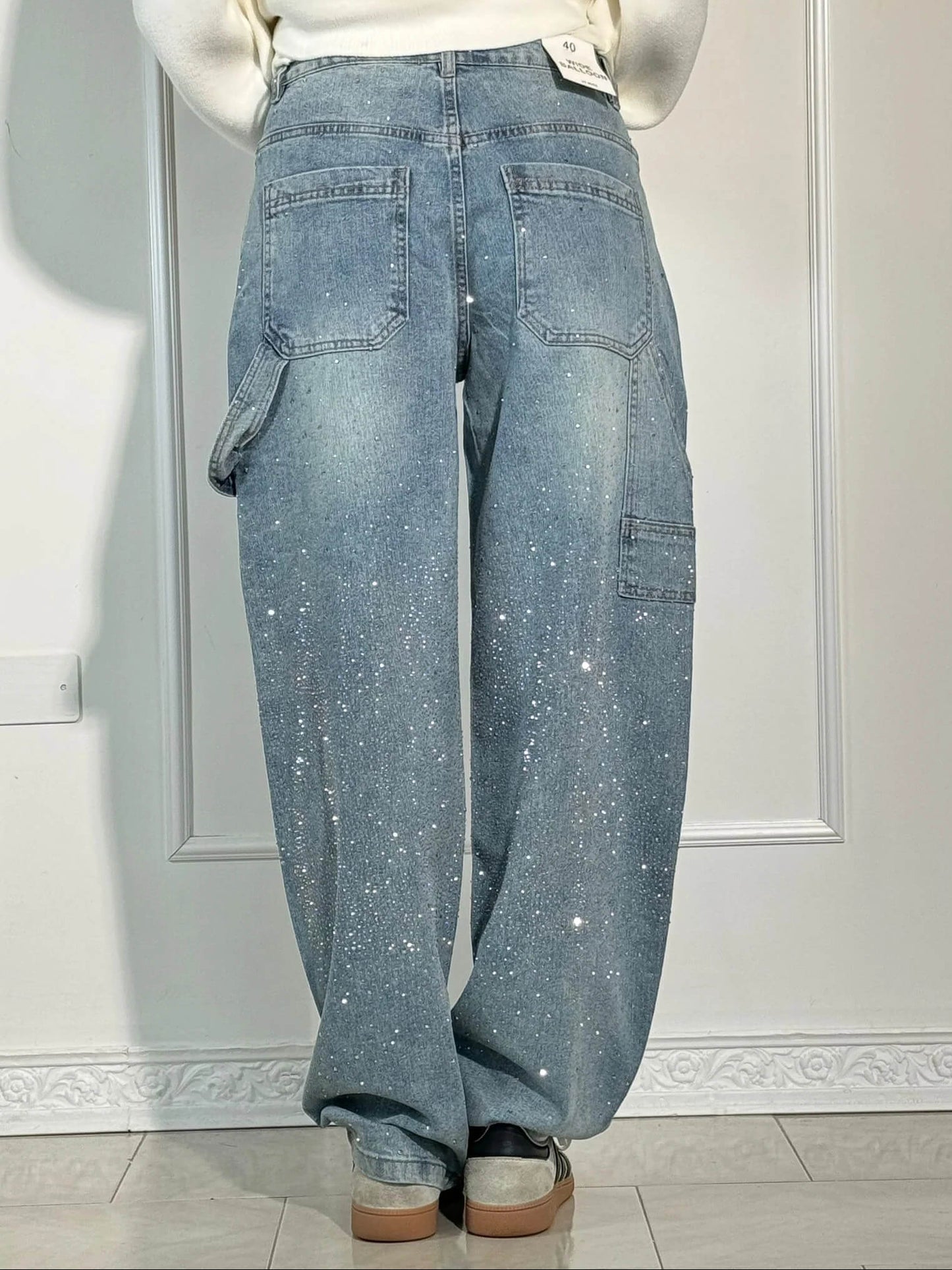 Women’s Baggy Sparkle Jeans – Relaxed Fit Denim with Subtle Shine
