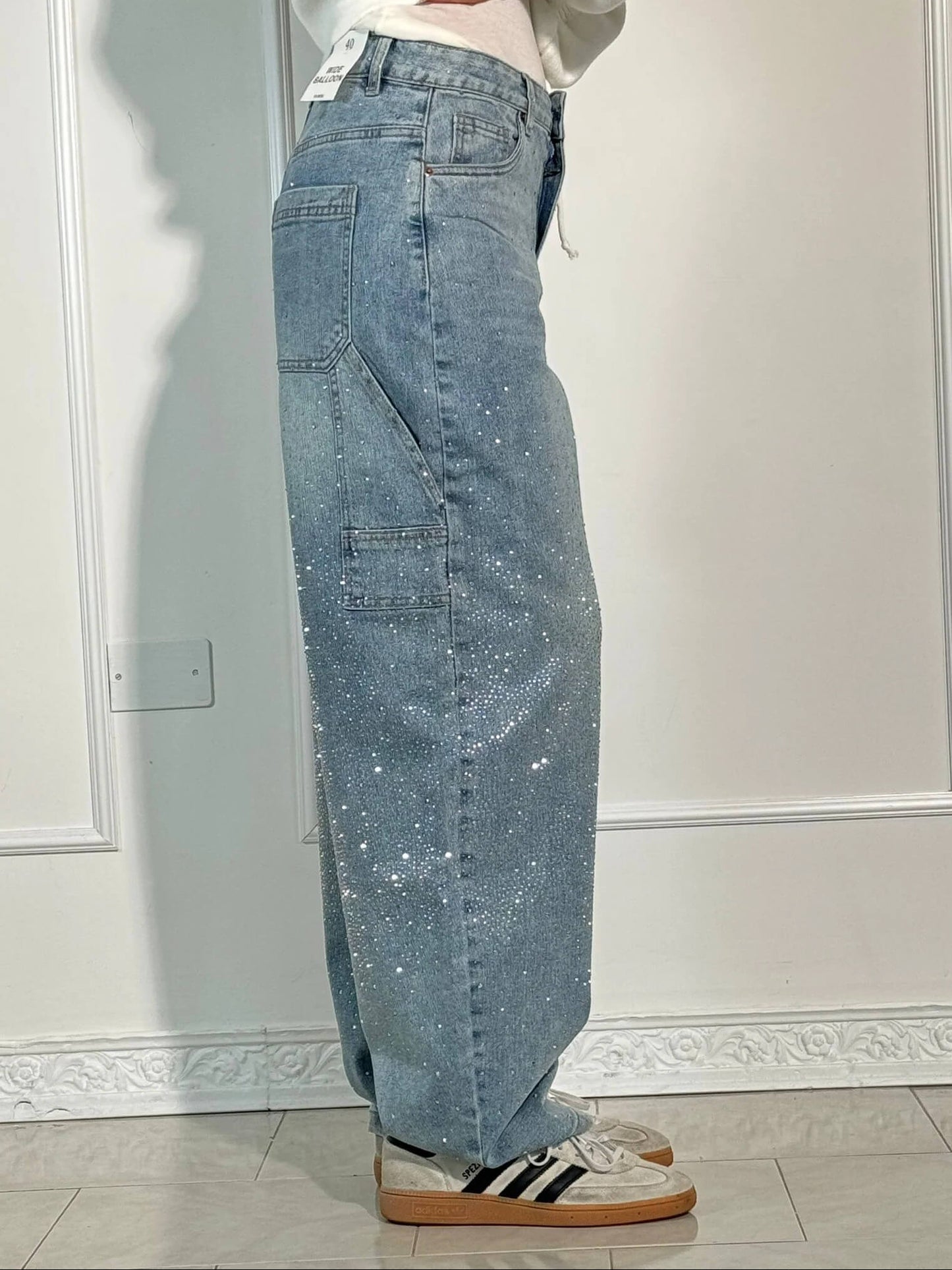 Women’s Baggy Sparkle Jeans – Relaxed Fit Denim with Subtle Shine