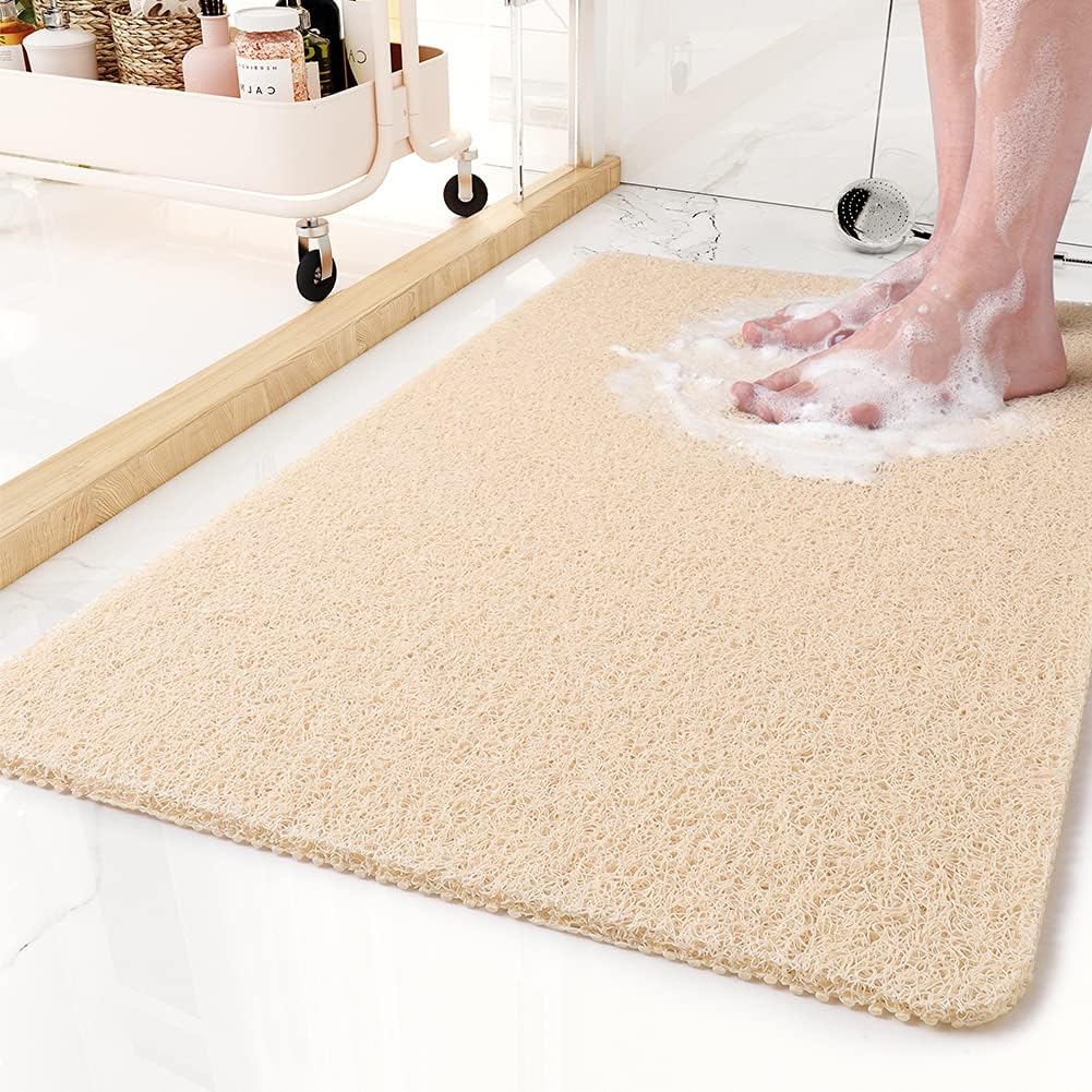 Cut-to-Size Luxury Shower Mat - Plush Washable Anti-Slip Bath Mat