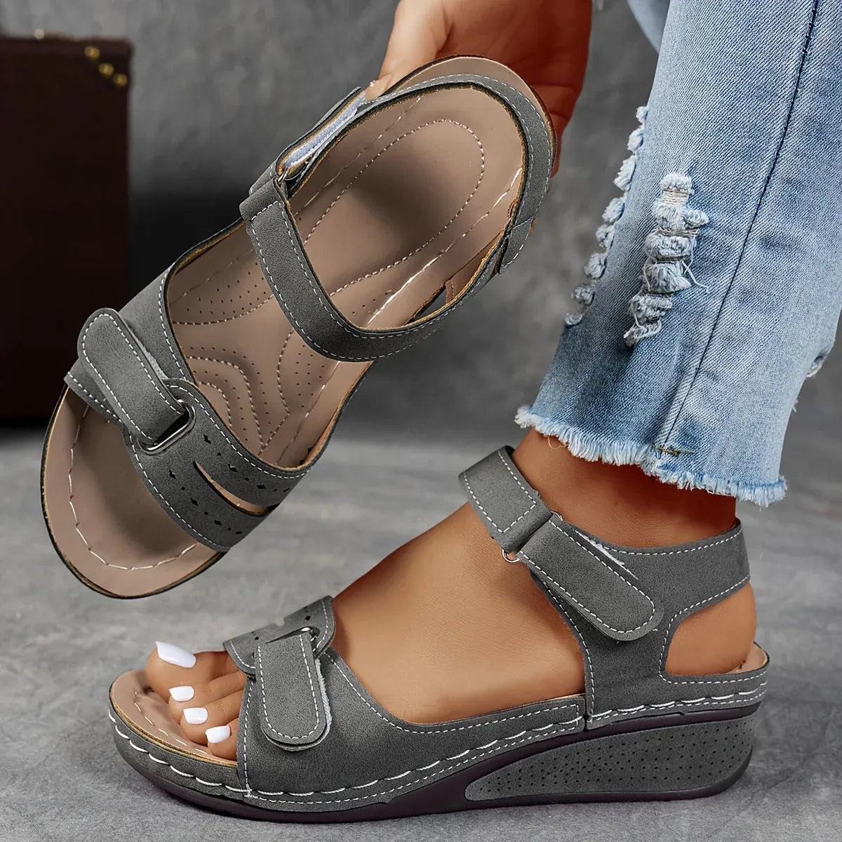 Orthopedic Strap Sandals - Comfortable Low Heel Summer Dress Shoes