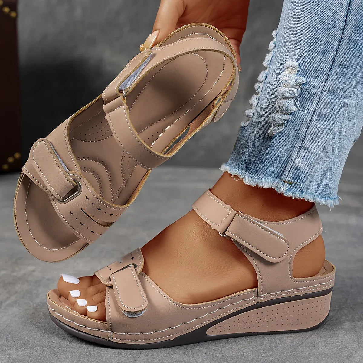 Orthopedic Strap Sandals - Comfortable Low Heel Summer Dress Shoes