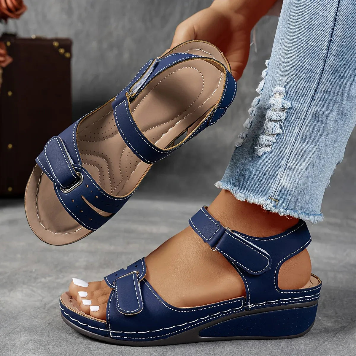 Orthopedic Strap Sandals - Comfortable Low Heel Summer Dress Shoes